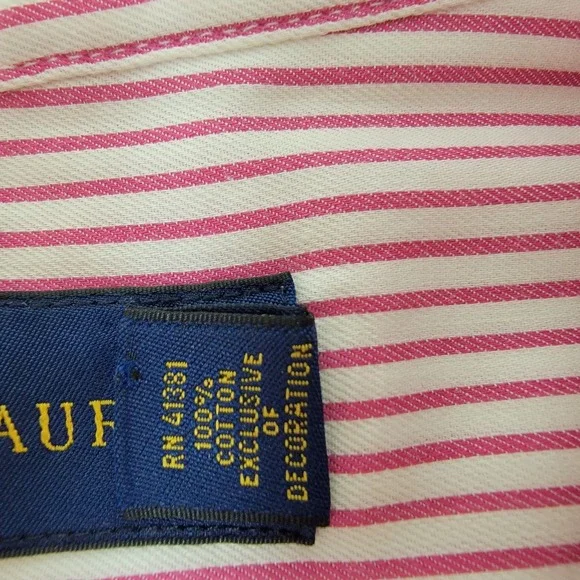 Ralph Lauren Mens XL Pink White Striped Slim Fit Long Sleeve Button Down Shirt - Picture 6 of 10